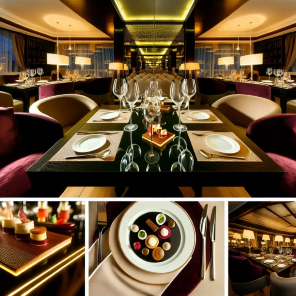 Elegancki stolik w GrandsSpa z wykwintnymi daniami i nastrojowym oświetleniem